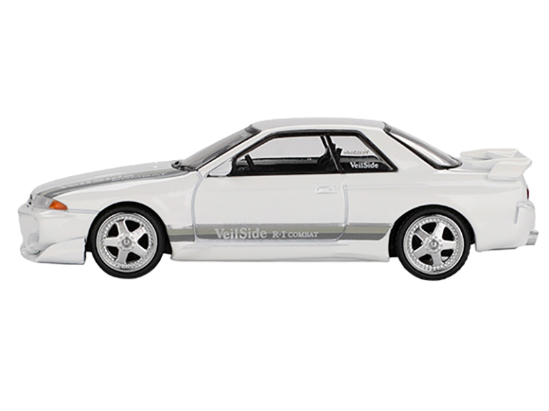 Nissan Skyline GT-R (R32) RHD (Right Hand Drive) "Veilside Combat C-I" White with Gray Stripes Limited Edition 1/64 Diecast Model Car by Mini GT view 2