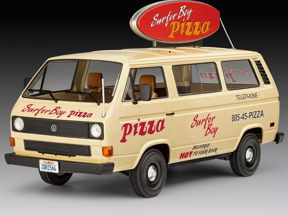 Level 3 Model Kit Argyle’s Volkswagen Vanagon "Surfer Boy Pizza" Van "Stranger Things" (2016-Current) TV Series 1/25 Scale Model by Revell view 2