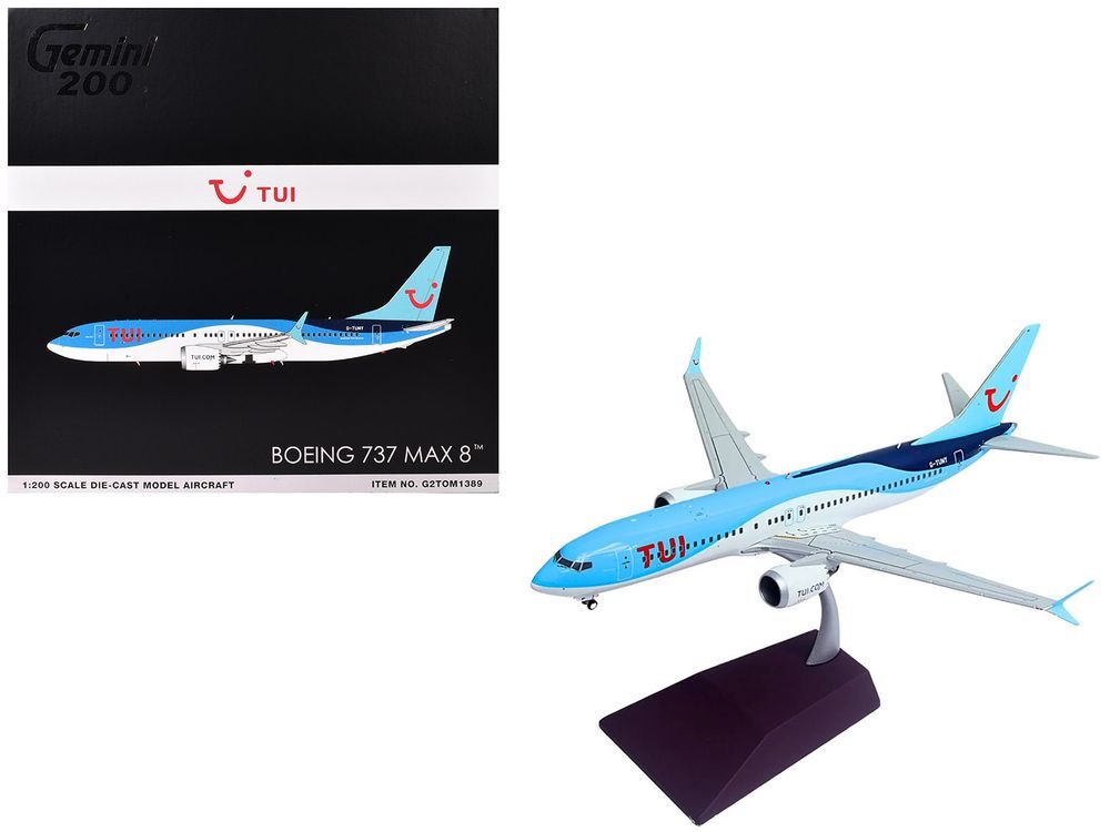 Boeing 737 MAX 8 Commercial Aircraft "TUI Airways" (G-TUMY) Blue and White "Gemini 200" Series 1/200 Diecast Model Airplane by GeminiJets