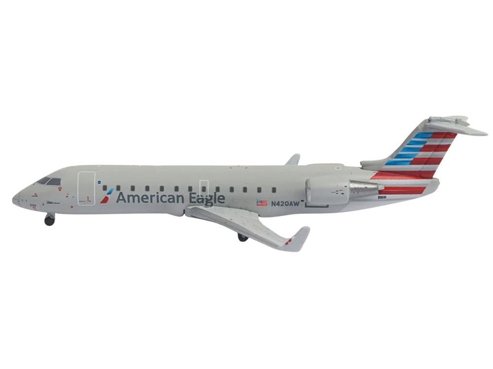 Bombardier CRJ200 Commercial Aircraft "American Eagle - Air Wisconsin" (N420AW) Gray with Red and Blue Tail 1/400 Diecast Model Airplane by GeminiJets view 2
