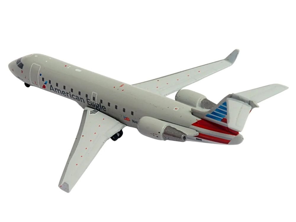 Bombardier CRJ200 Commercial Aircraft "American Eagle - Air Wisconsin" (N420AW) Gray with Red and Blue Tail 1/400 Diecast Model Airplane by GeminiJets view 3