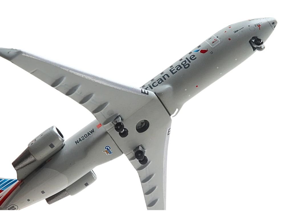 Bombardier CRJ200 Commercial Aircraft "American Eagle - Air Wisconsin" (N420AW) Gray with Red and Blue Tail 1/400 Diecast Model Airplane by GeminiJets view 4