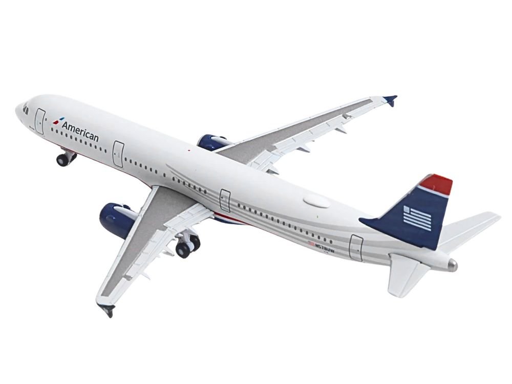 Airbus A321 Commercial Aircraft "American Airlines" (N578UW) Gray with Blue Tail 1/500 Diecast Model by Herpa view 4