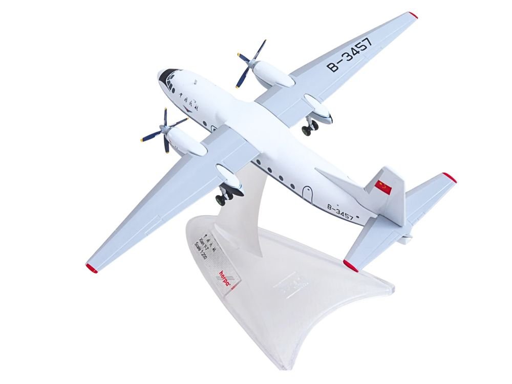 Xian Y-7 Commercial Aircraft "CAAC Airlines" (B-3457) White with Blue Stripes 1/200 Diecast Model by Herpa view 3