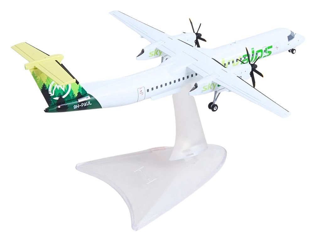 Bombardier Q400 Commercial Aircraft "Sky Alps" (9H-PAUL) White with Green Tail Graphics 1/200 Diecast Model by Herpa view 4