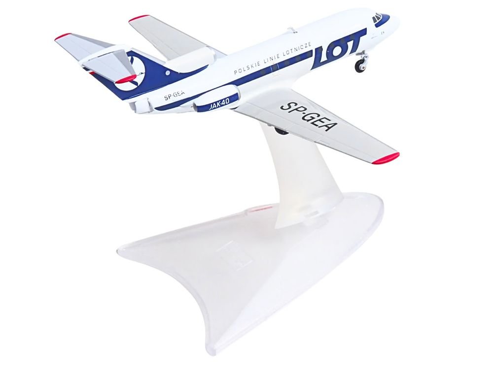 Yakovlev Yak-40 Commercial Aircraft "LOT Polish Airlines" (SP-GEA) White with Blue Stripes and Tail 1/200 Diecast Model by Herpa view 3