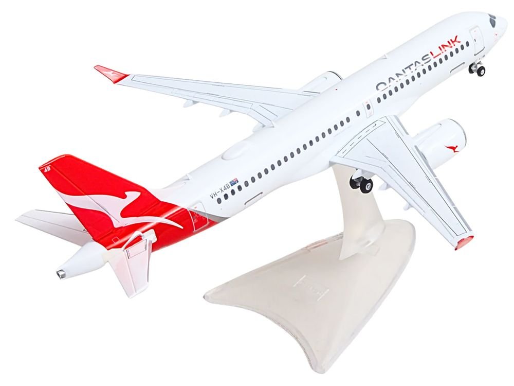 Airbus A220-300 Commercial Aircraft "QantasLink" (VH-X4B) White with Red Tail 1/200 Diecast Model by Herpa view 3