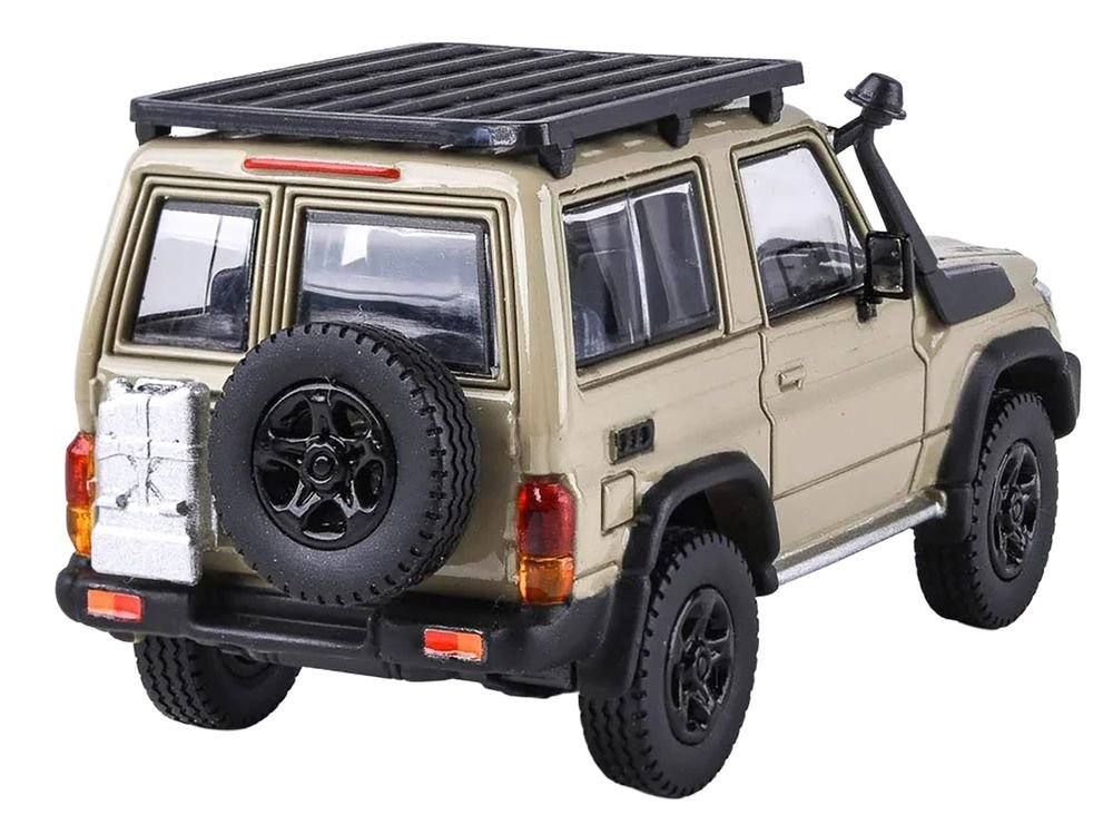 2023 Toyota Land Cruiser 71 Sandy Taupe "70th Anniversary" with Roofrack 1/64 Diecast Model Car by Paragon view 4