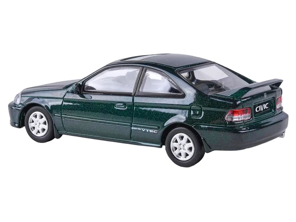 1999 Honda Civic Si EM1 Clover Green Pearl Metallic with Sunroof 1/64 Diecast Model Car by Paragon view 2