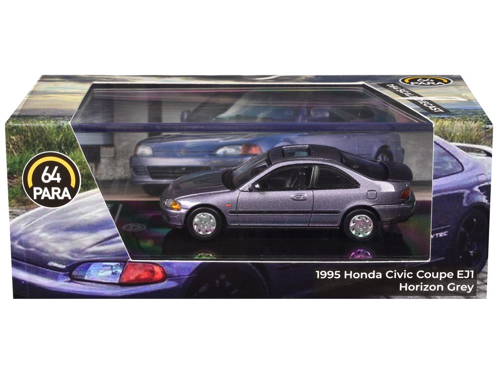 1995 Honda Civic Coupe EJ1 Horizon Gray Metallic with Sunroof 1/64 Diecast Model Car by Paragon view 3