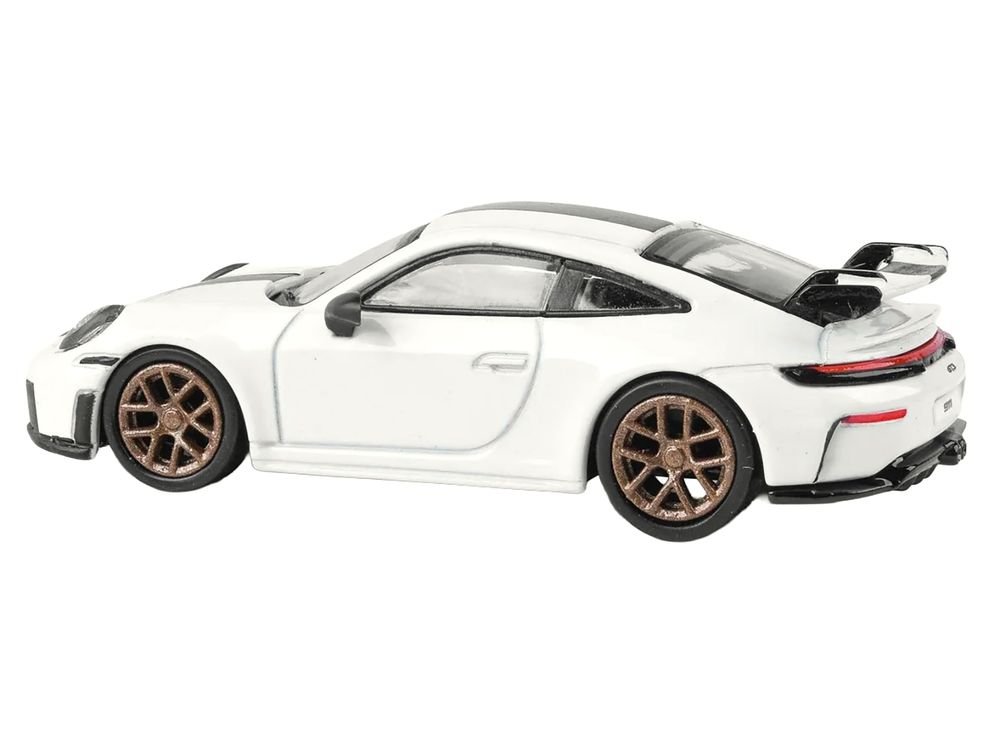 2025 Porsche 911 GT3 (992.2) Grand Prix White with Carbon Stripe 1/64 Diecast Model Car by Paragon view 2