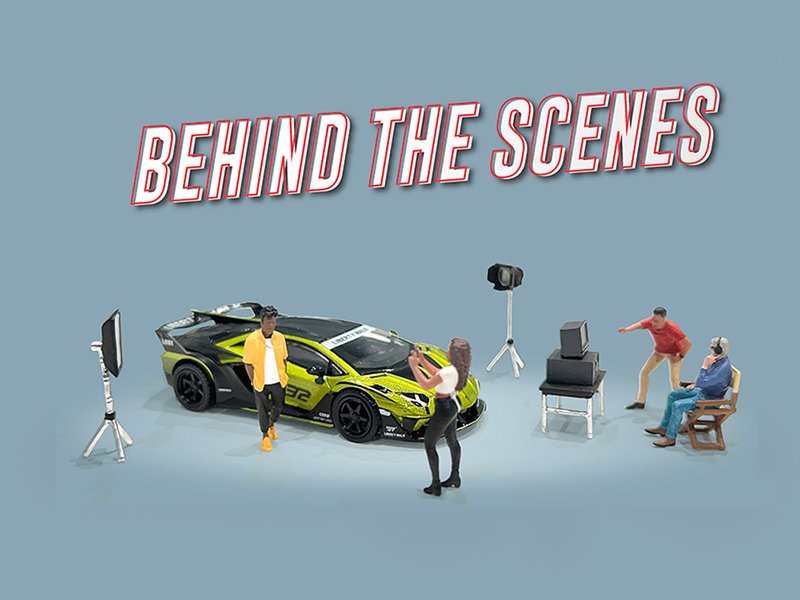 "Behind The Scenes" 7 piece (4 People 3 Accessories) Diecast Figures Set 1/64 Scale Models by American Diorama view 2