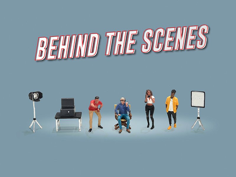 "Behind The Scenes" 7 piece (4 People 3 Accessories) Diecast Figures Set 1/64 Scale Models by American Diorama view 3
