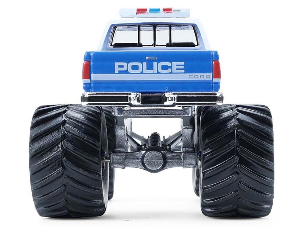 1990 Ford F-350 Monster Truck "NYPD (New York Police Department)" Blue with White Top "Kings of Crunch - Hot Pursuit" Special Edition 1/64 Diecast Model Car by Greenlight view 4
