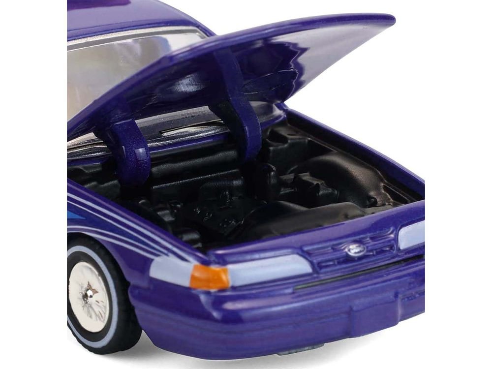 1992 Ford Crown Victoria Lowrider Blue with Graphics and Lightbar "California Lowriders" Series 7 1/64 Diecast Model Car by Greenlight view 2
