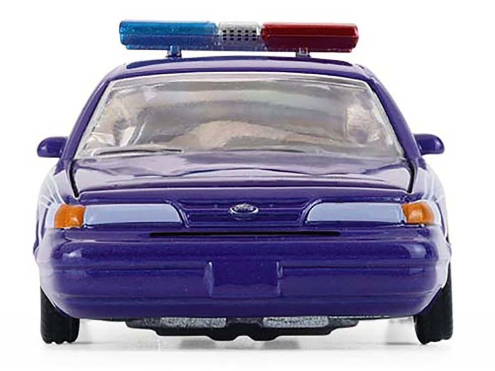 1992 Ford Crown Victoria Lowrider Blue with Graphics and Lightbar "California Lowriders" Series 7 1/64 Diecast Model Car by Greenlight view 5