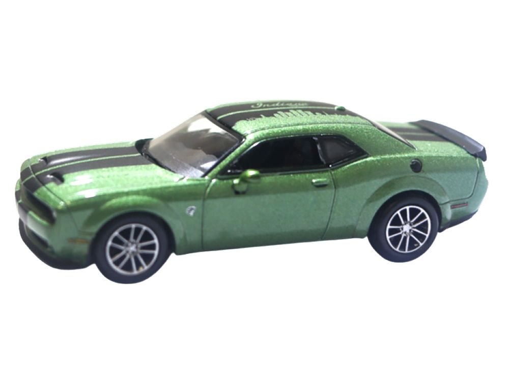 2020 Dodge Challenger SRT Hellcat Widebody F8 Green Metallic with Black Indiana Stripes "2025 Greenlight Waltersons Collector's Expo Exclusive" 1/64 Diecast Model Car by Greenlight view 2
