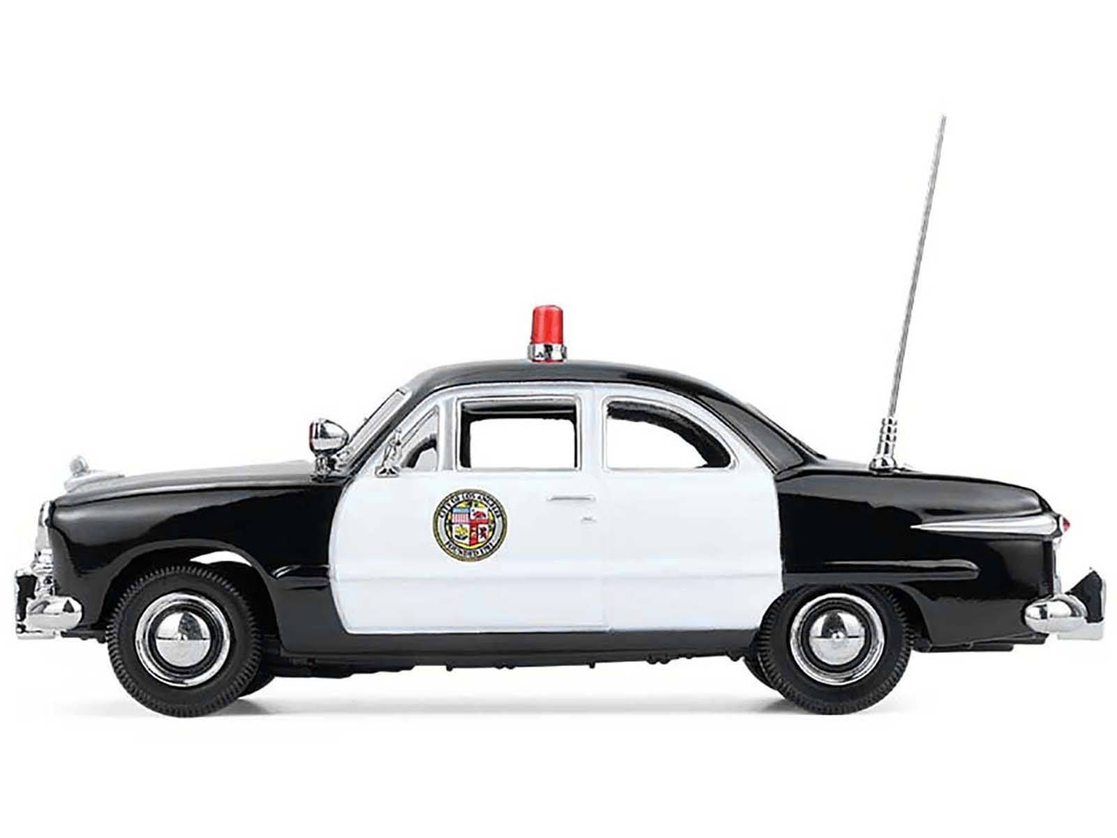 1949 Ford Custom Police Car "LAPD (Los Angeles Police Department)" Black and White 1/43 Diecast Model Car by Greenlight view 2