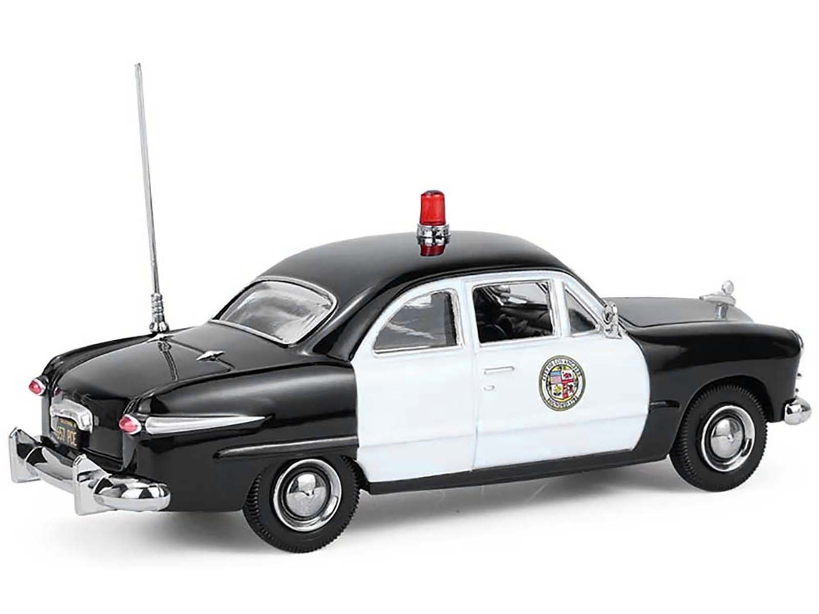 1949 Ford Custom Police Car "LAPD (Los Angeles Police Department)" Black and White 1/43 Diecast Model Car by Greenlight view 3