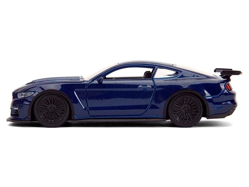 2016 Ford Mustang GT Dark Blue Metallic with White Stripe "F9" (2021) Movie "Fast & Furious" Series 1/32 Diecast Model Car by Jada view 3