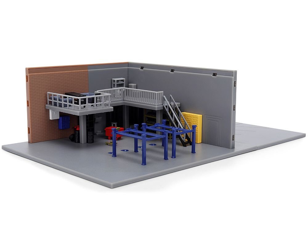 "Fast & Furious" Han's Garage Diorama with 2 Cars and Accessories "Nano Scene" Series 1/32 Model by Jada view 4