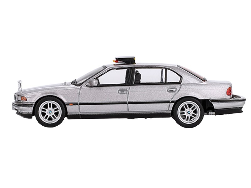 BMW 750IL Gray Metallic 007 James Bond "Tomorrow Never Dies" (1997) Movie Limited Edition 1/64 Diecast Model Car by Mini GT view 2