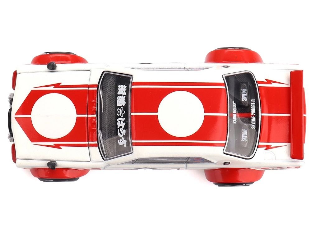 Nissan Skyline 2000GT-R (KPGC10) "Kaido Works V2" RHD (Right Hand Drive) White with Red Stripes (Designed by Jun Imai) "Kaido House" Special 1/64 Diecast Model Car by Mini GT view 5