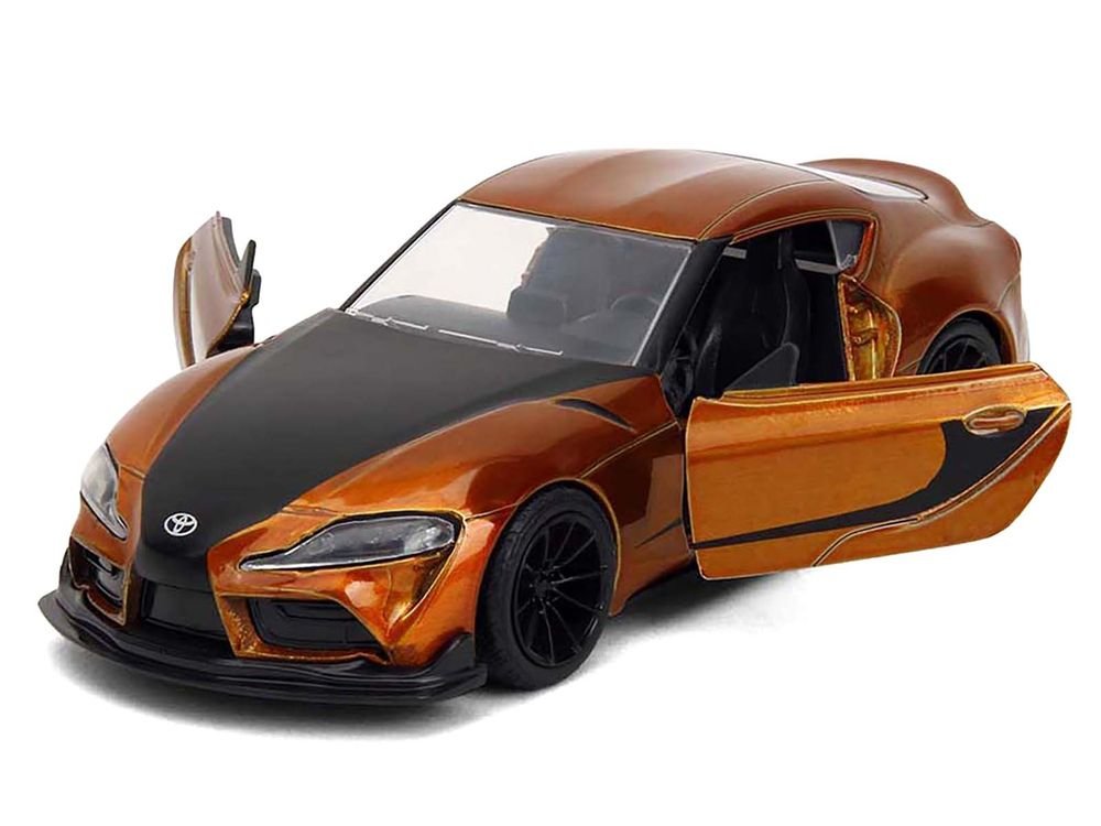 2020 Toyota Supra Orange Metallic with Black Stripes "F9" (2021) Movie "Fast & Furious" Series 1/32 Diecast Model Car by Jada view 2