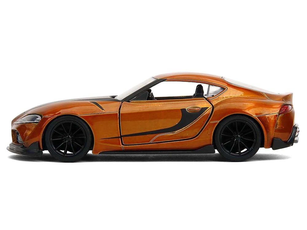2020 Toyota Supra Orange Metallic with Black Stripes "F9" (2021) Movie "Fast & Furious" Series 1/32 Diecast Model Car by Jada view 3