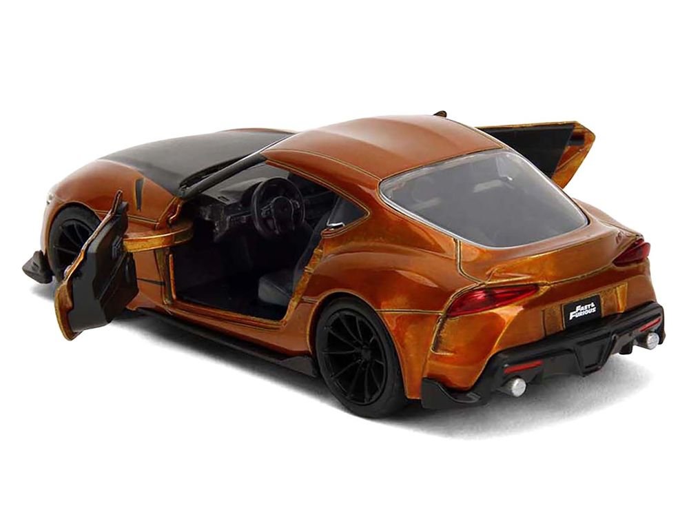 2020 Toyota Supra Orange Metallic with Black Stripes "F9" (2021) Movie "Fast & Furious" Series 1/32 Diecast Model Car by Jada view 4