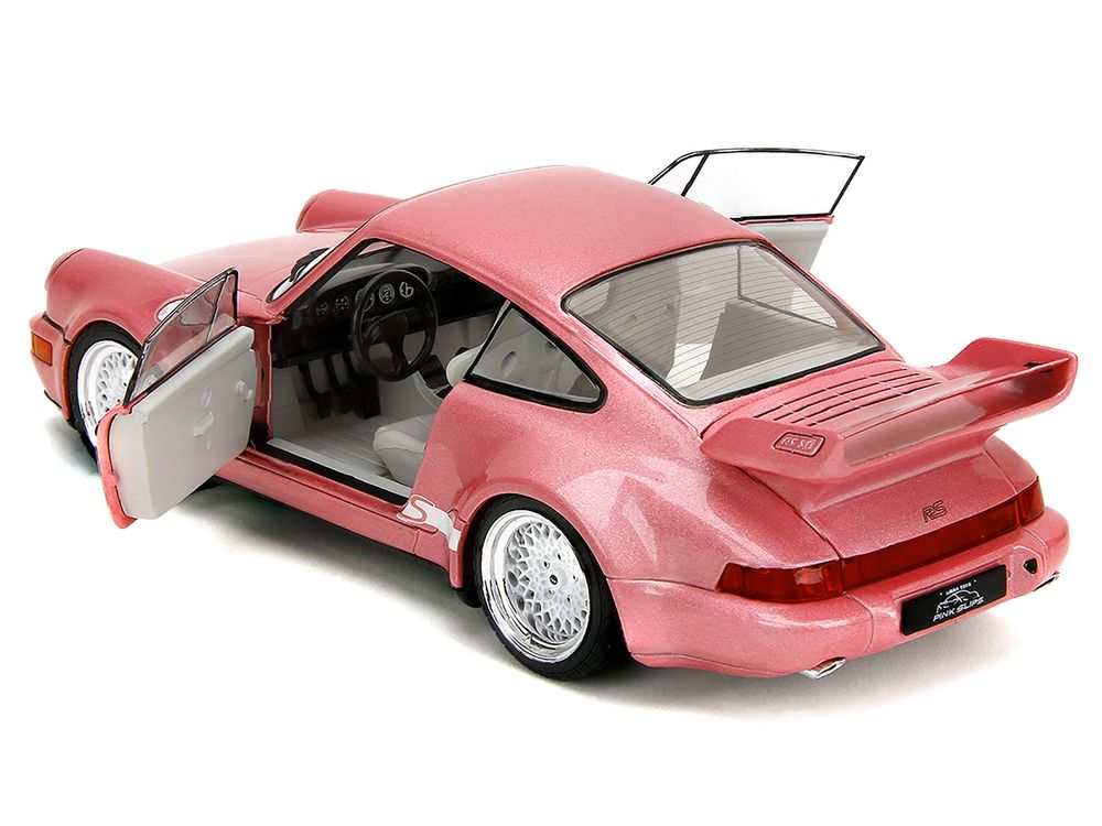 Porsche 911 Carrera RS (964) Pink Metallic with White Stripes "Pink Slips" Series 1/18 Diecast Model Car by Jada view 4