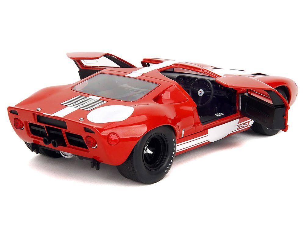 Ford GT40 MK1 Red with White Stripes and Graphics "Pink Slips" Series 1/18 Diecast Model Car by Jada view 4