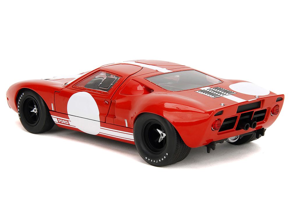 Ford GT40 MK1 Red with White Stripes and Graphics "Pink Slips" Series 1/18 Diecast Model Car by Jada view 5
