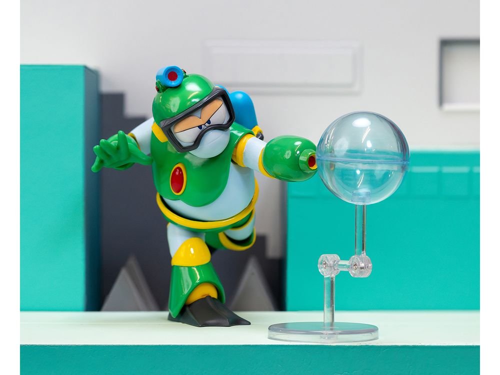 Bubble Man 5" Moveable Figure (Deluxe Version) with Accessories and Alternate Head and Hands "Mega Man" (1987) Video Game Model by Jada view 3