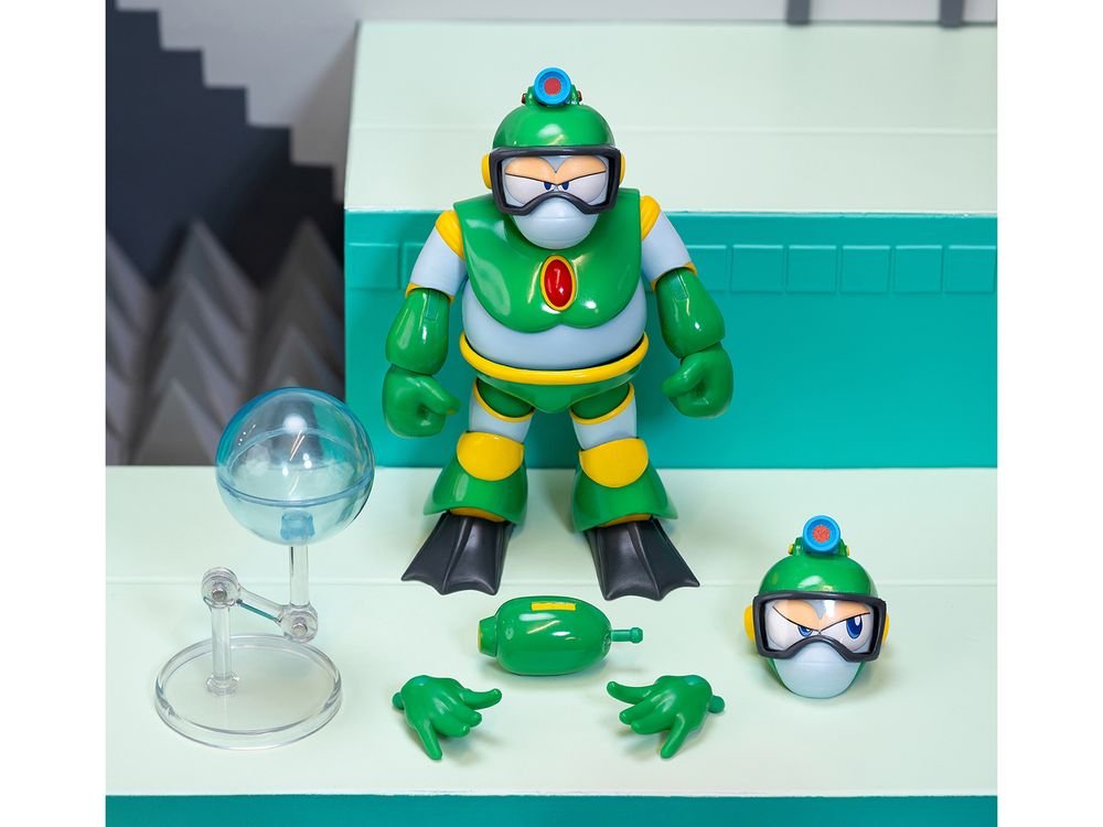 Bubble Man 5" Moveable Figure (Deluxe Version) with Accessories and Alternate Head and Hands "Mega Man" (1987) Video Game Model by Jada view 5