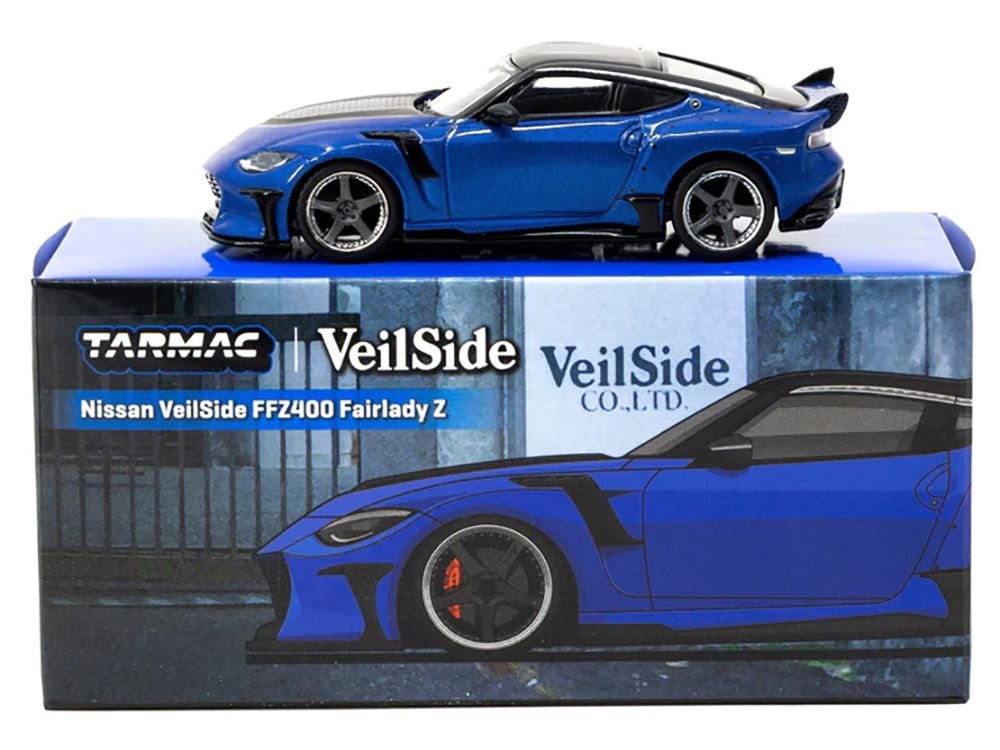 Nissan VeilSide FFZ400 Fairlady Z RHD (Right Hand Drive) Blue Metallic with Black Top "Global64" Series 1/64 Diecast Model by Tarmac Works view 3