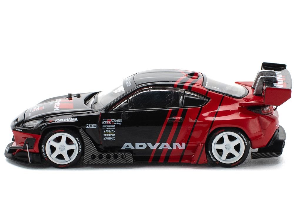 Toyota Pandem GR86 "Advan" Black and Red with Graphics 1/64 Diecast Model Car by Pop Race view 3