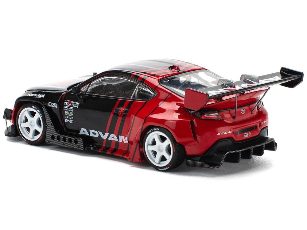 Toyota Pandem GR86 "Advan" Black and Red with Graphics 1/64 Diecast Model Car by Pop Race view 4