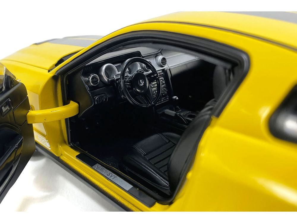 2007 Ford Shelby GT500 Yellow with Silver Stripes "Shelby Collectibles" Series 1/18 Diecast Model Car by ACME view 4