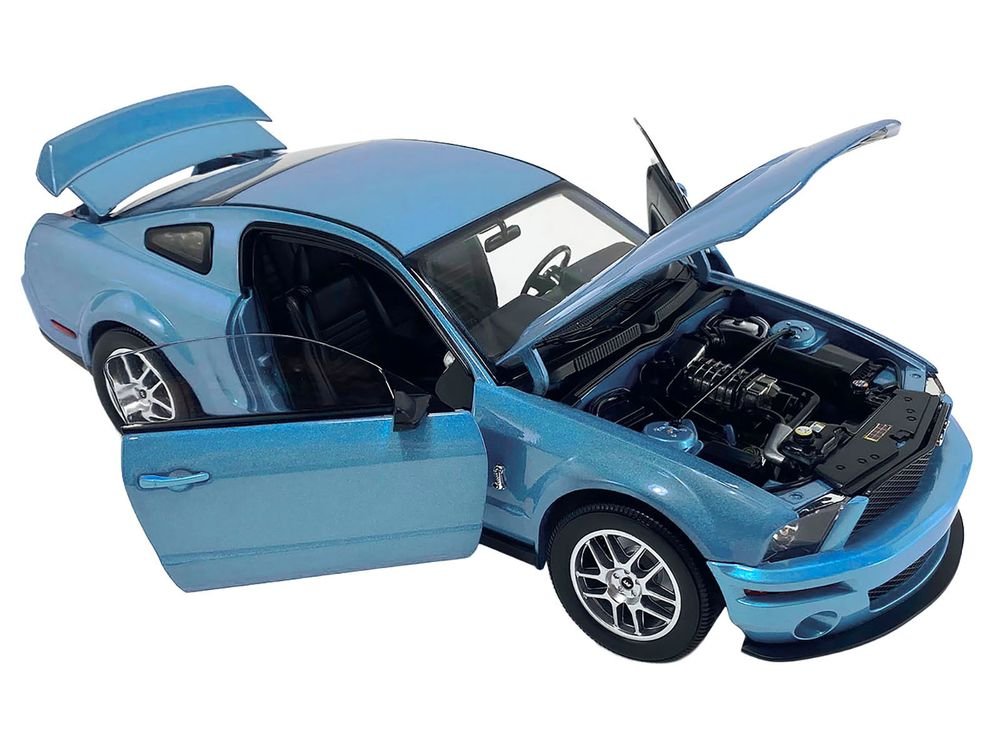 2007 Ford Shelby GT500 Windveil Blue Metallic "Shelby Collectibles" Series 1/18 Diecast Model Car by ACME view 2