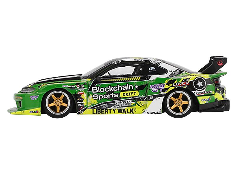 Nissan "LB-Super Silhouette" S15 SILVIA RHD (Right Hand Drive) #555 "V2" Yukio Fausto "Formula Drift Japan" (2024) Limited Edition 1/64 Diecast Model Car by Mini GT view 2