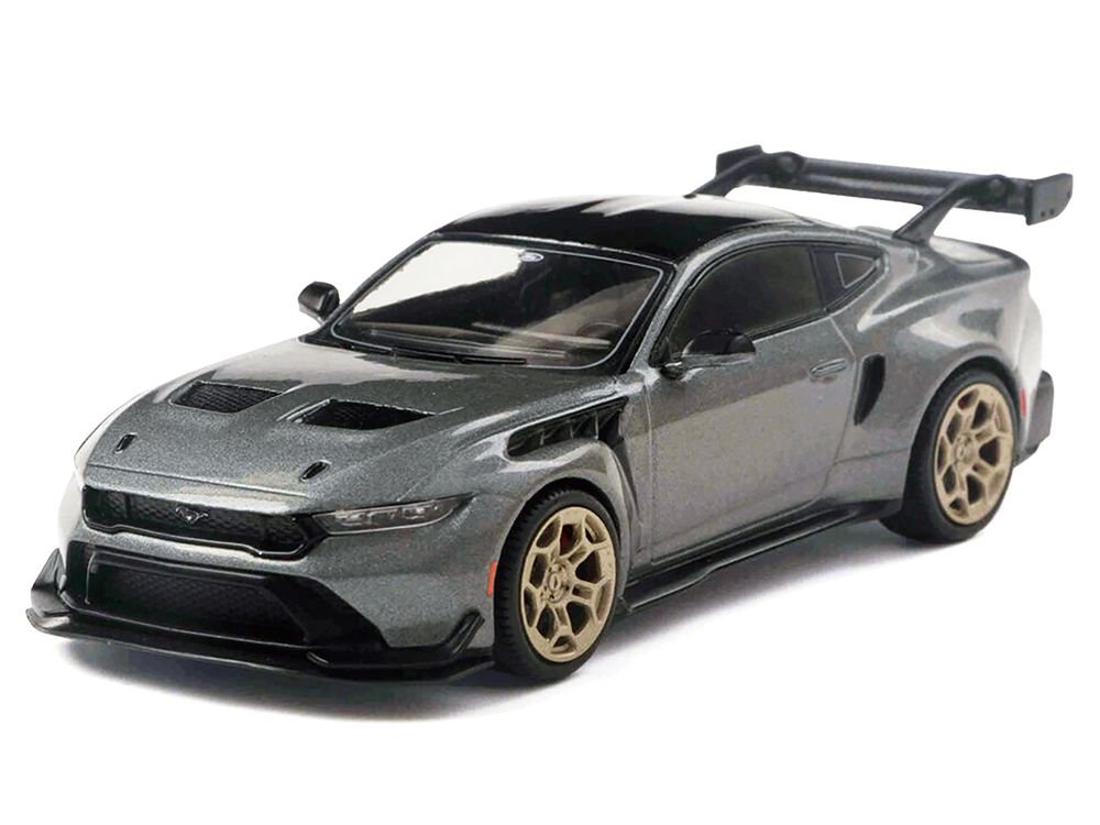 2025 Ford Mustang GTD Gray Metallic with Black Top 1/43 Diecast Model by IXO Models view 2