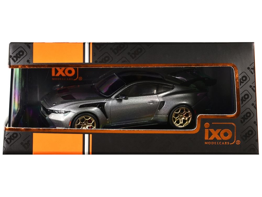 2025 Ford Mustang GTD Gray Metallic with Black Top 1/43 Diecast Model by IXO Models view 3