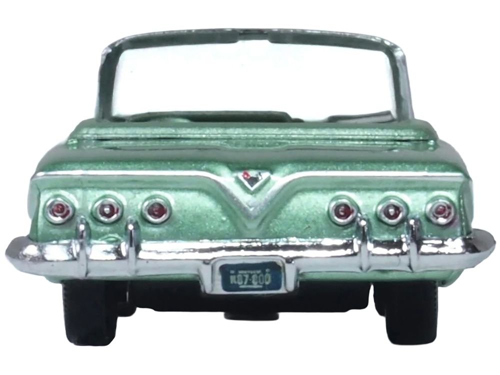 1961 Chevrolet Impala Convertible Arbor Green Metallic with Green Interior 1/87 (HO) Scale Diecast Model Car by Oxford Diecast view 4
