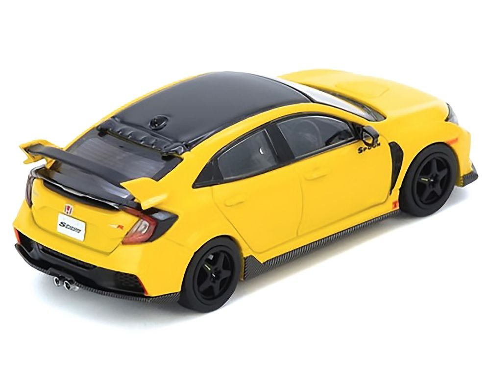 Honda Civic Type R (FK8) RHD (Right Hand Drive) Yellow with Black Top 1/64 Diecast Model Car by Inno Models view 2