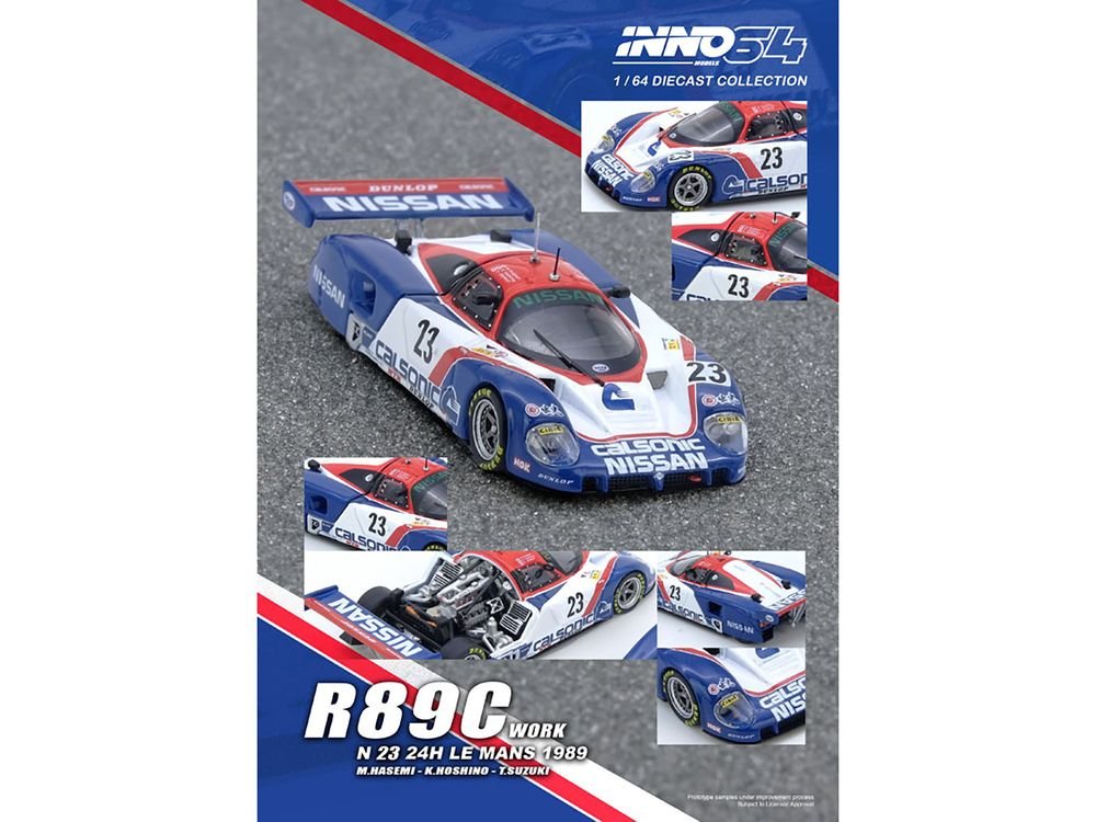 Nissan R89C #23 Masahiro Hasemi - Kazuyoshi Hoshino - Toshio Suzuki "24 Hours of Le Mans" (1989) 1/64 Diecast Model Car by Inno Models view 5