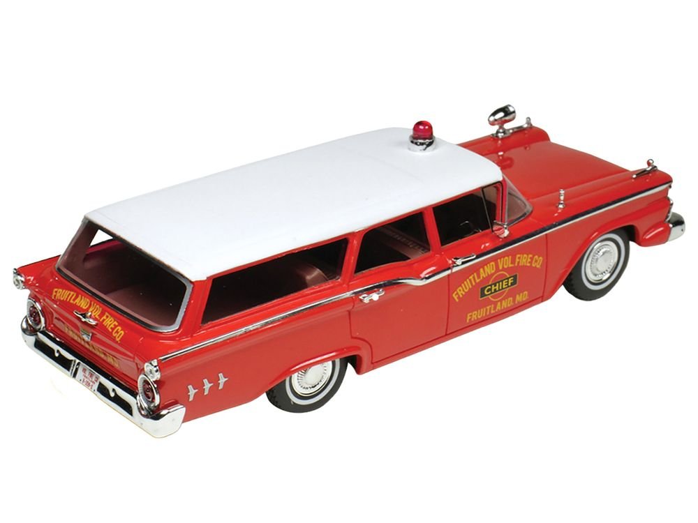 1959 Ford Country Squire "Fruitland MD Fire Chief" Red with White Top Limited Edition to 200 pieces Worldwide 1/43 Model Car by Goldvarg Collection view 5