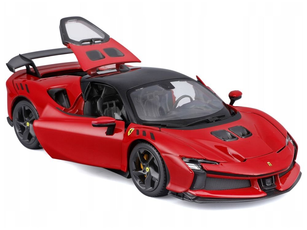 Ferrari SF90 XX Stradale Red with Black Top "Race and Play" Series 1/24 Diecast Model Car by Bburago view 2