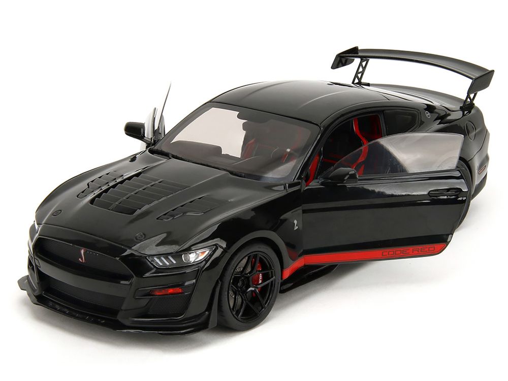 Shelby GT500 "Code Red" Black with Red Stripes "Pink Slips" Series 1/18 Diecast Model Car by Jada view 2