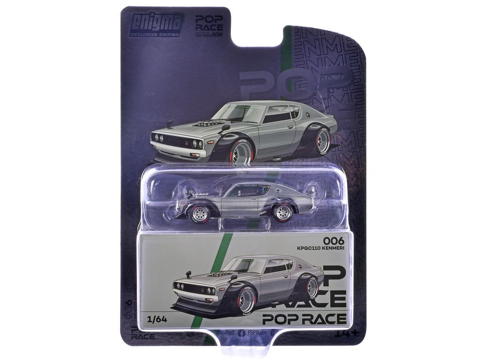 Skyline KPGC110 "Kenmeri" RHD (Right Hand Drive) Raw Metal "Enigma Exclusive Edition" 1/64 Diecast Model Car by Pop Race view 3